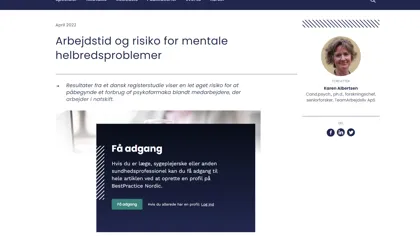 Arbejdstid Og Risiko For Mentale Helbredsproblemer